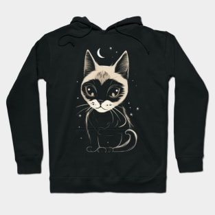 Midnight Magic: Celestial Cat T-Shirt Hoodie